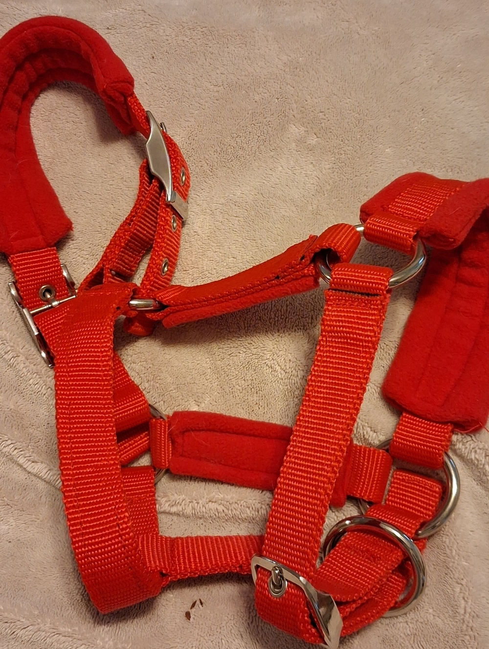 XS Bright Red Padded Nylon Pet Harness